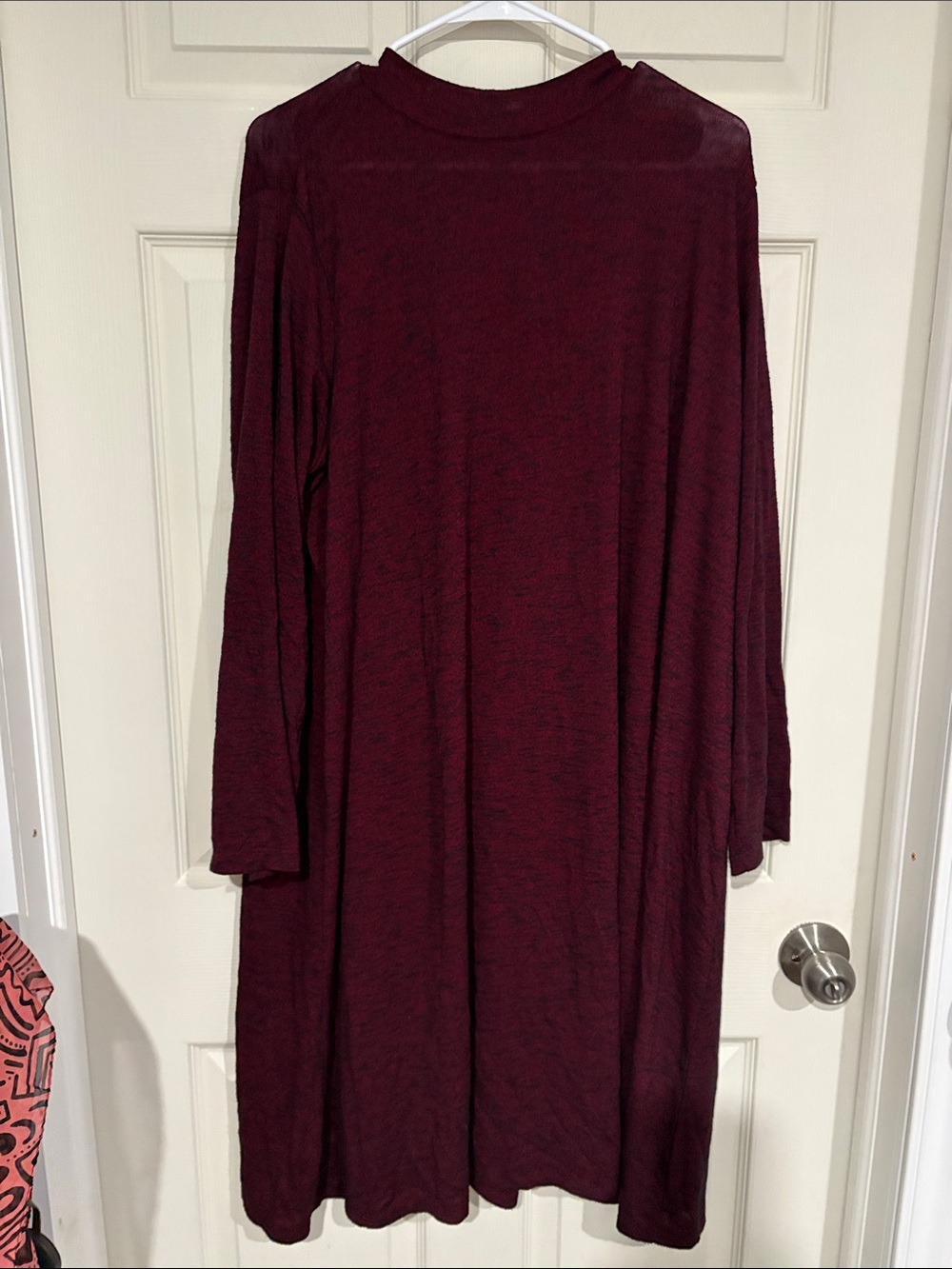 Women's Long Sleeve Wine Red Swing Dress